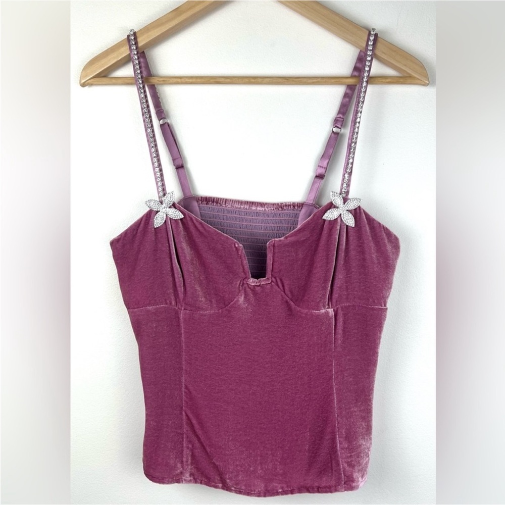 Reformation Desiree Velvet Rhinestone Top